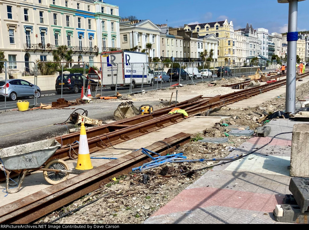 Horse Tramway track improvement works at Douglas, Isle of Man